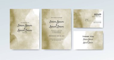 Soyut suluboya arkaplan içeren düğün davetiyesi