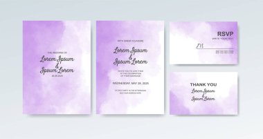 Soyut suluboya arkaplan içeren düğün davetiyesi