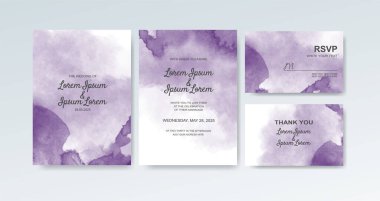 Soyut suluboya arkaplan içeren düğün davetiyesi