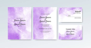 Soyut suluboya arkaplan içeren düğün davetiyesi