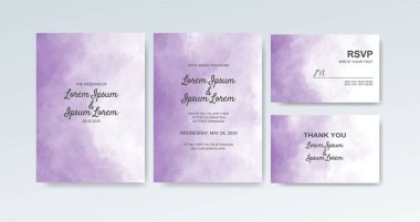 Soyut suluboya arkaplan içeren düğün davetiyesi