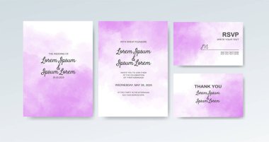 Soyut suluboya arkaplan içeren düğün davetiyesi