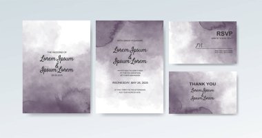 Soyut suluboya arkaplan içeren düğün davetiyesi