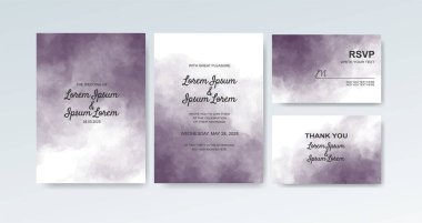 Soyut suluboya arkaplan içeren düğün davetiyesi