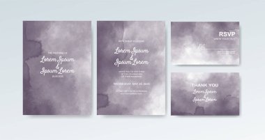 Soyut suluboya arkaplan içeren düğün davetiyesi