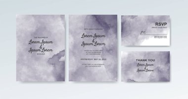 Soyut suluboya arkaplan içeren düğün davetiyesi
