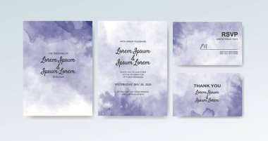 Soyut suluboya arkaplan içeren düğün davetiyesi