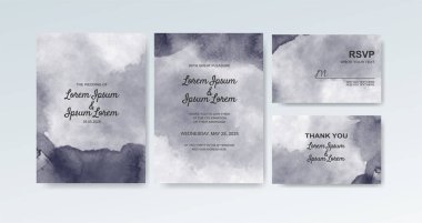 Soyut suluboya arkaplan içeren düğün davetiyesi