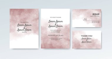 Soyut suluboya arkaplan içeren düğün davetiyesi