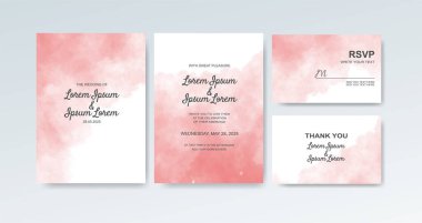 Soyut suluboya arkaplan içeren düğün davetiyesi