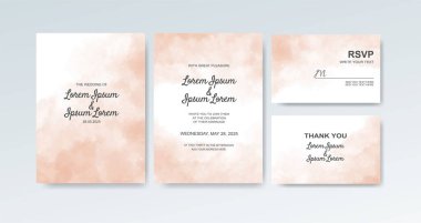 Soyut suluboya arkaplan içeren düğün davetiyesi
