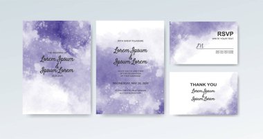 Soyut suluboya arkaplan içeren düğün davetiyesi