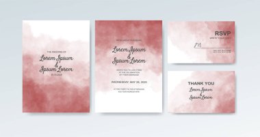 Soyut suluboya arkaplan içeren düğün davetiyesi