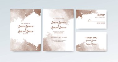 Soyut suluboya arkaplan içeren düğün davetiyesi