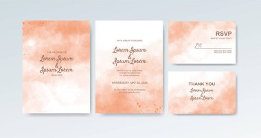 Soyut suluboya arkaplan içeren düğün davetiyesi