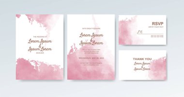 Soyut suluboya arkaplan içeren düğün davetiyesi