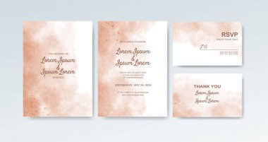 Soyut suluboya arkaplan içeren düğün davetiyesi