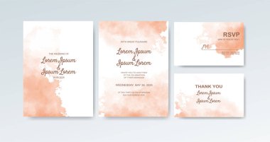 Soyut suluboya arkaplan içeren düğün davetiyesi