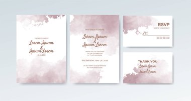 Soyut suluboya arkaplan içeren düğün davetiyesi