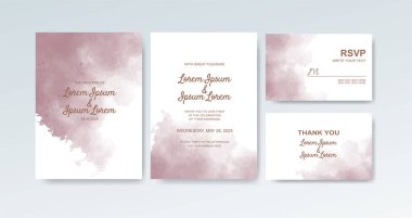 Soyut suluboya arkaplan içeren düğün davetiyesi