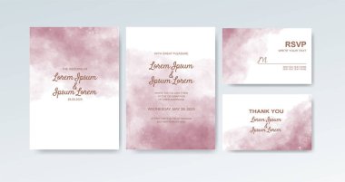 Soyut suluboya arkaplan içeren düğün davetiyesi