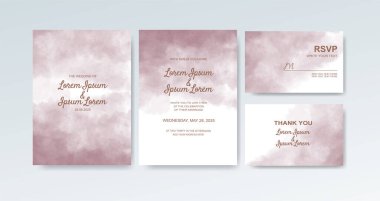 Soyut suluboya arkaplan içeren düğün davetiyesi