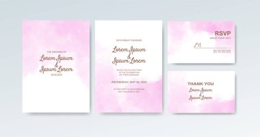 Soyut suluboya arkaplan içeren düğün davetiyesi