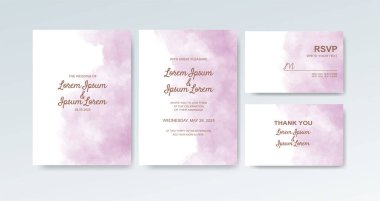 Soyut suluboya arkaplan içeren düğün davetiyesi