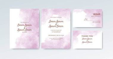 Soyut suluboya arkaplan içeren düğün davetiyesi