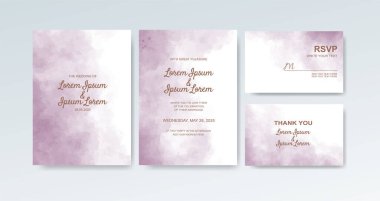 Soyut suluboya arkaplan içeren düğün davetiyesi