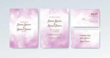 Soyut suluboya arkaplan içeren düğün davetiyesi