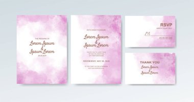 Soyut suluboya arkaplan içeren düğün davetiyesi