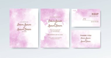 Soyut suluboya arkaplan içeren düğün davetiyesi