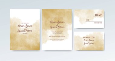 Soyut suluboya arkaplan içeren düğün davetiyesi