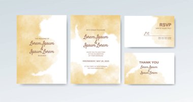 Soyut suluboya arkaplan içeren düğün davetiyesi