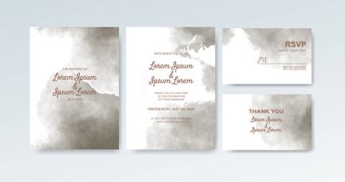 Soyut suluboya arkaplan içeren düğün davetiyesi