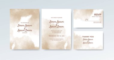 Soyut suluboya arkaplan içeren düğün davetiyesi