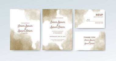 Soyut suluboya arkaplan içeren düğün davetiyesi