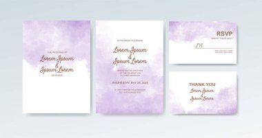 Soyut suluboya arkaplan içeren düğün davetiyesi