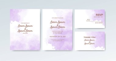 Soyut suluboya arkaplan içeren düğün davetiyesi