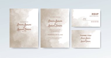 Soyut suluboya arkaplan içeren düğün davetiyesi