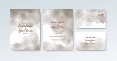 Soyut suluboya arkaplan içeren düğün davetiyesi