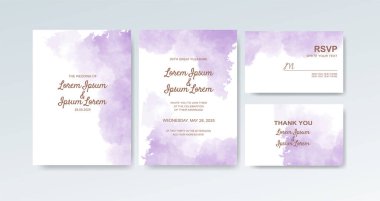 Soyut suluboya arkaplan içeren düğün davetiyesi