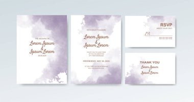 Soyut suluboya arkaplan içeren düğün davetiyesi