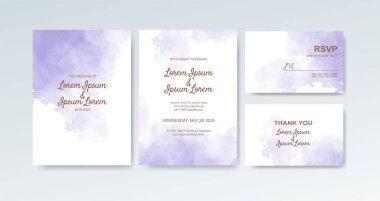 Soyut suluboya arkaplan içeren düğün davetiyesi