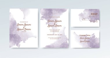 Soyut suluboya arkaplan içeren düğün davetiyesi