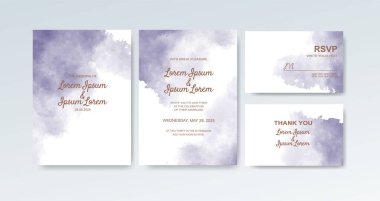 Soyut suluboya arkaplan içeren düğün davetiyesi