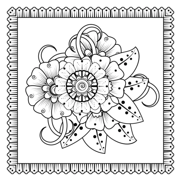Flowers Black White Doodle Art Coloring Book Circular Pattern Form — стоковый вектор