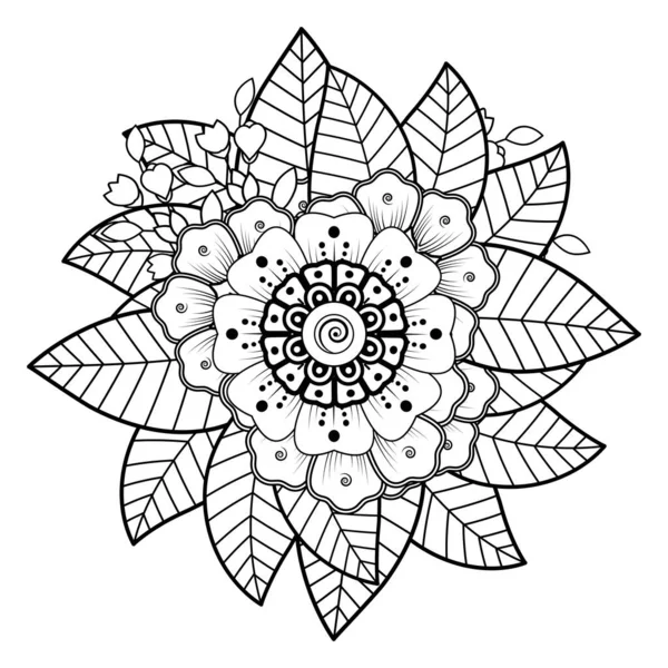 Flowers Black White Doodle Art Coloring Book Circular Pattern Form — стоковий вектор