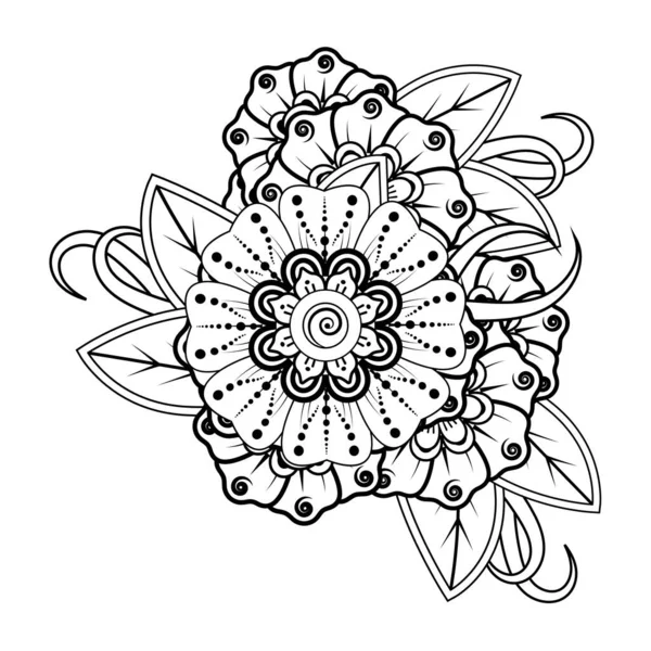 Flowers Black White Doodle Art Coloring Book Circular Pattern Form — 스톡 벡터